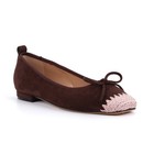 Women's Brown Square  Flats  Pink Embroidered Bow Low Heel Shoes US14 — photo 8