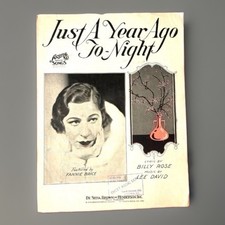 Just A Year Ago To Night 1933 VTG Sheet Music Fannie Brice Billy Rose Lee David