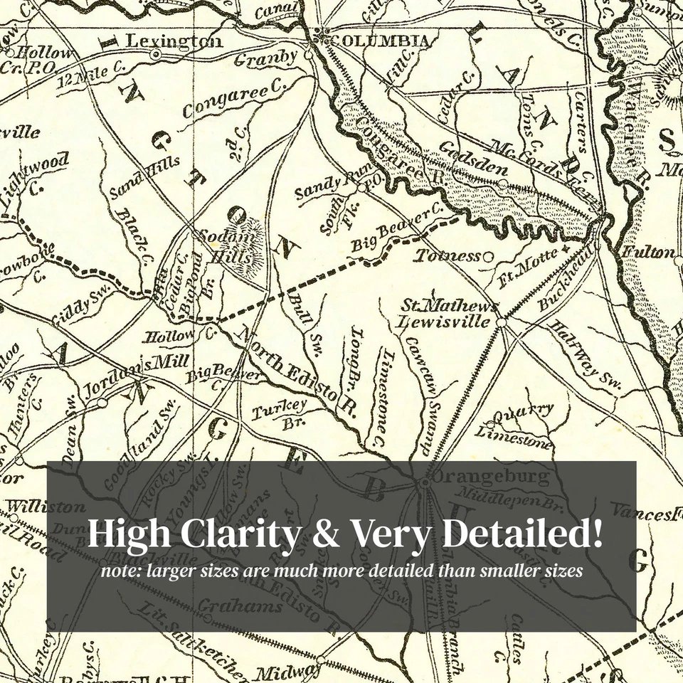 Mapa antiguo de Carolina del Sur 1843 - arte vintage de Carolina del Sur Foto 2 de 4
