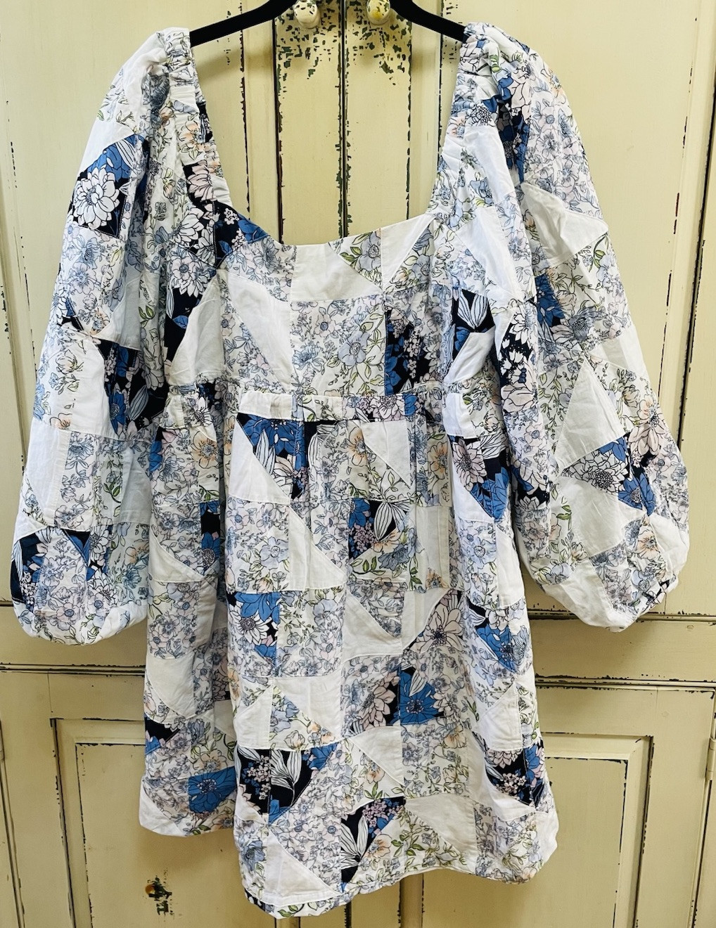 JCREW Patchwork Dress Size Medium Blue Picnic Par… - image 1