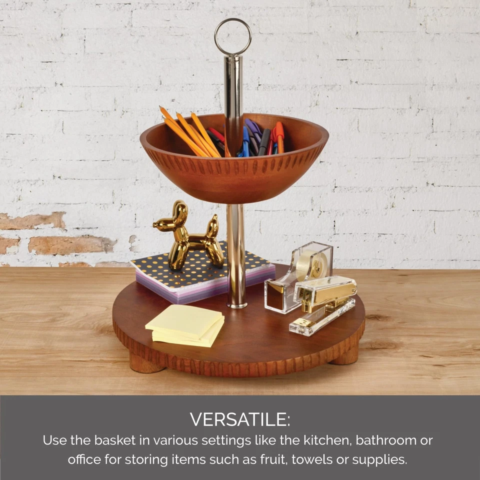 Cesta de frutas y soporte para platos de 2 niveles - 17,75 pulgadas de alto, 14 pulgadas Foto 3 de 4