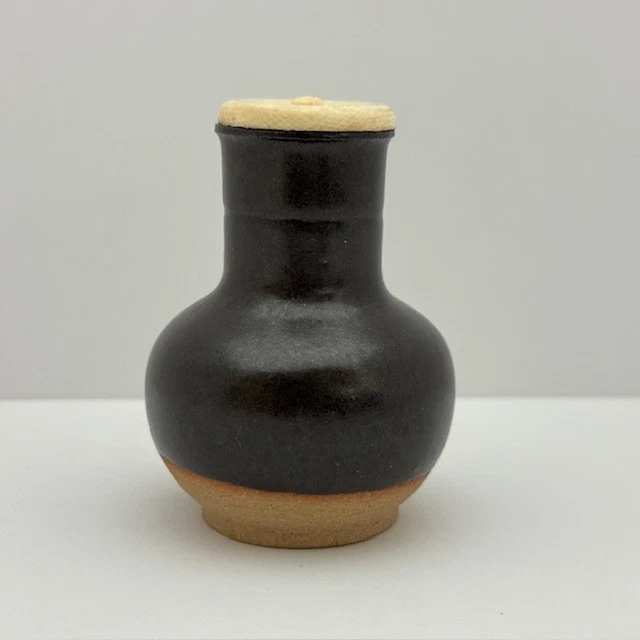 Recipiente raro japonês cerimônia do chá Chaire Caddies Seto ware Rikyu Tsurukubi - Imagem 3 de 4