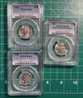 Lot of 3 1960 Quarters 90 Pct Silver PCGS 2 Graded MS64, 1 UNC Details