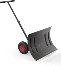 29" Extra-Large Snow Pusher Shovel with 5 Adjustable Blade Positions Black