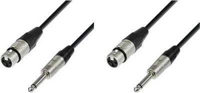 2x Microphone Cable XLR Female to 6.3mm Mono Jack 3m