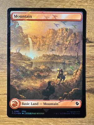 Magic MTG Final Fantasy Mountain Land Chocobo Track Stamped #481 *FOIL* Full Art