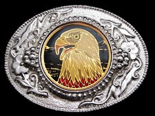 MA27106 REALLY NICE VINTAGE 1970s  BALD EAGLE'S HEAD  WESTERN BELT BUCKLE