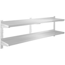Gastro doppeltes Wandbord Wandregal Konsole Edelstahl-Regal Wandbord 160 cm