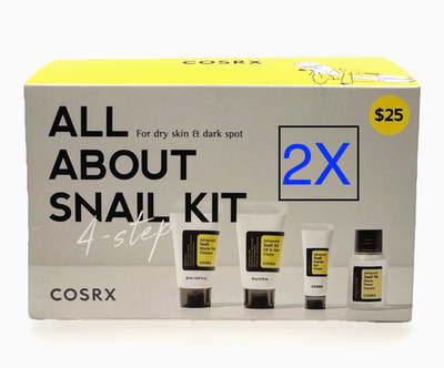   LOT OF 2 COSRX ALL ABOUT SNAIL SKINCARE 4-STEP KIT FOR DRY SKIN & DARK SPOT 