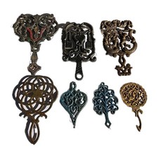 Lot Of 7 Vintage Decorative Cast Iron Metal Trivets Several Sizes