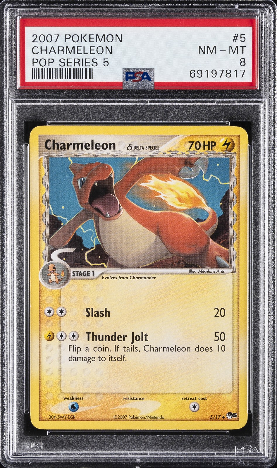 2007 POKEMON POP SER 5 #5 CHARMELEON PSA 8