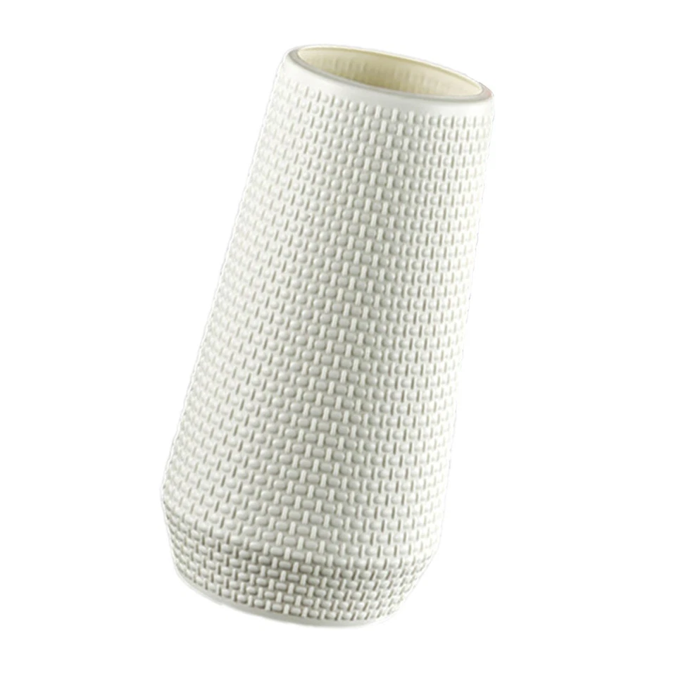 Modern Art Plastic Flower Vase Tabletop Decoration for Entryway Shelf White