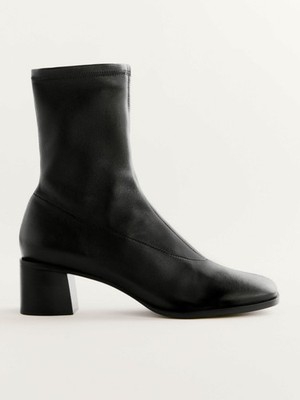 Reformation Louie Black Leather Ankle Sock Bootie 9.5 NWT