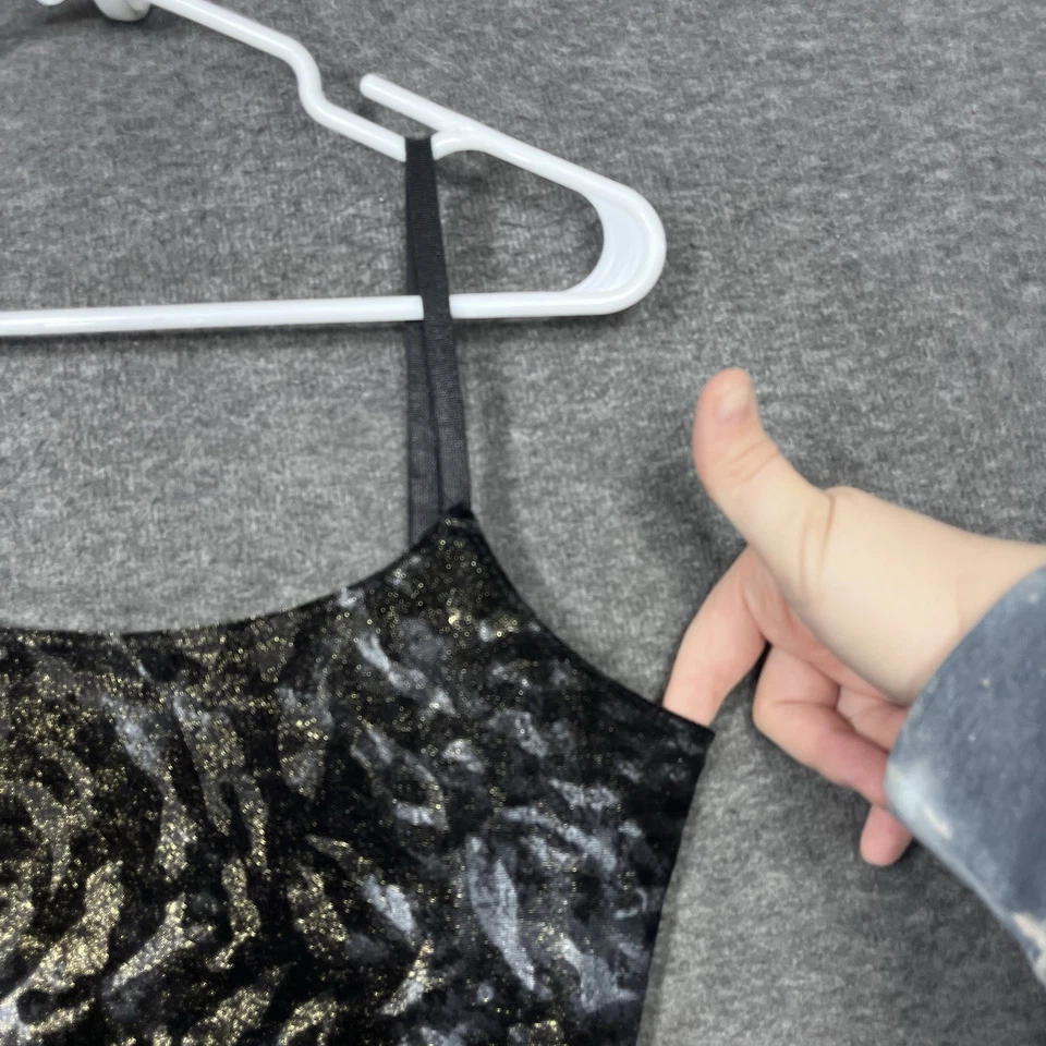 Винтажный Y2K Bebe металлический цветочный макси скольжения платье M спагетти ремни разрез США 90-х - Изображение 4 из 4