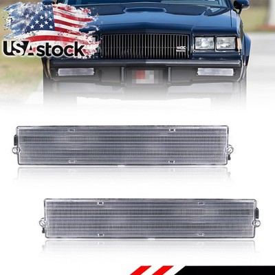 2X Clear Lens Front Bumper Parking Turn Signal Lights For 1980-1987 Buick Regal