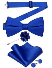 Satin Pre-tied Bowtie Shiny Bow Tie Set 5PCS for Men Royal Blue