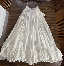 Ivory Boho Midi Dress By Storia Size Medium Ruffled Bottom Flows Angelic NWT