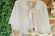 VTG Vanity Fair 1960's Pink Blush Nylon Tricot Bed Jacket Cape M