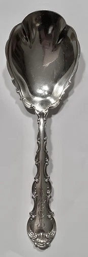 Gorham Sterling Strasbourg Large  8" Serving Spoon Antique Mono 1980s Very Heavy