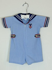 Vintage Boys 24M Sailor Suit Romper Blue Red White Summer Nautical Beach USA