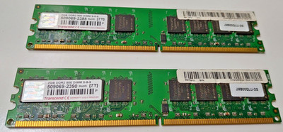 2 Sticks Transcend 2gb DDR2 PC2 800 Dimm Computer Ram Memory Matching Set Pair
