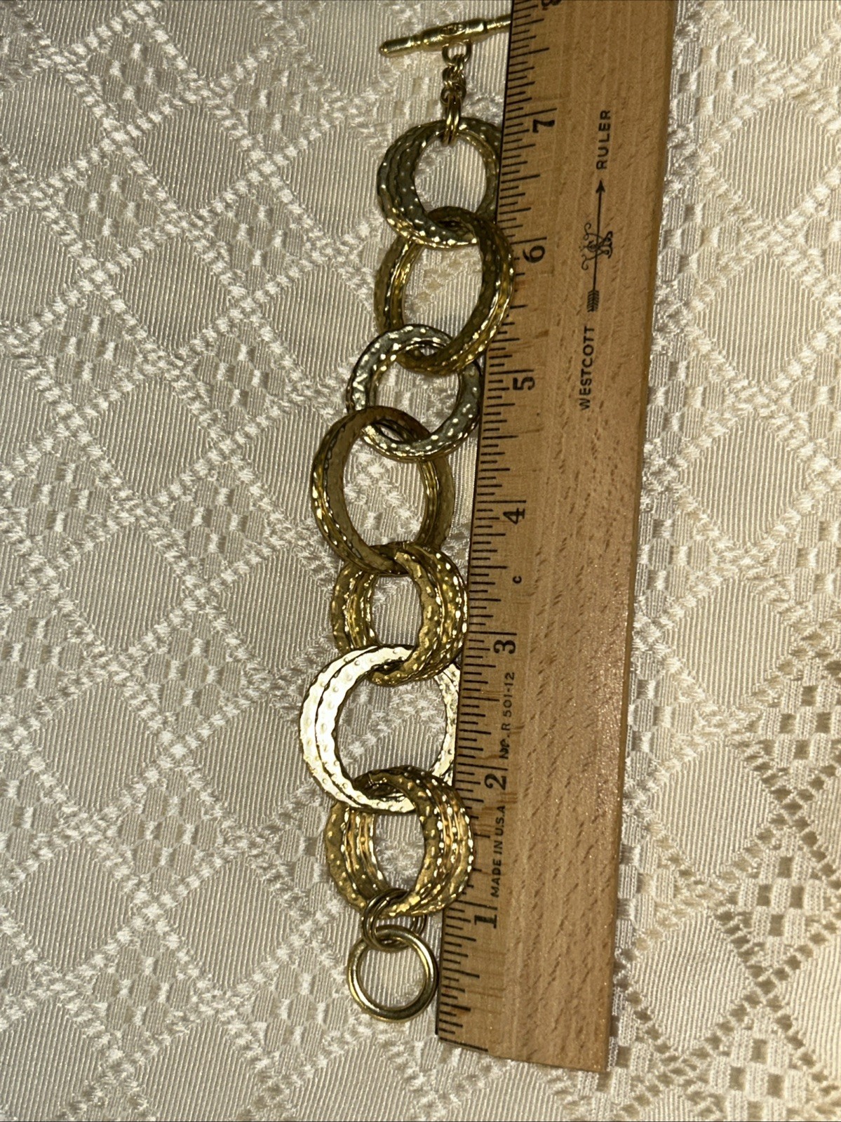 Vintage Kenneth Jay Lane KJL Signed Gold Hammered… - image 4