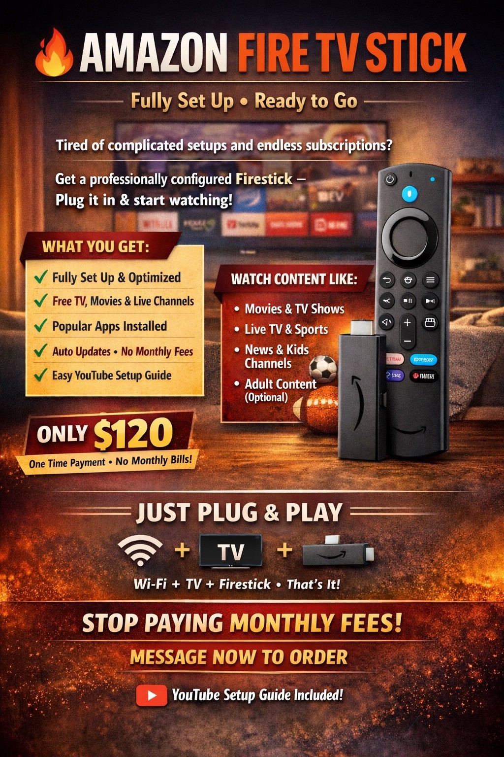 Amazon Fire TV Stick HD Media Streamer Wi-Fi HDMI 8GB Plug & Play HD Fire OS