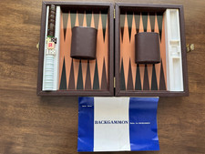 Vintage Backgammon Magnetic Travel Set Complete 30 Pieces Shakers Dice 9'"