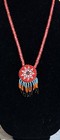 Native American Style Necklace 28” VTG Red Turquoise Seed Bead Star Medallion — photo 1