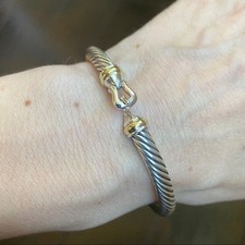 David Yurman 5mm Cable Flex 925 Sterling Silver Buckle Bracelet Large