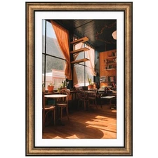 13x19 Photo Frame with Mat for Pictures 11x17 and Real Glass Dark Gold Brown  Br