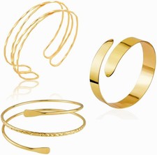 Minimalist Gold Arm Cuff For Women Dainty Silver 3PC