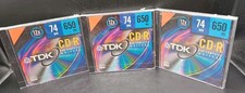    TDK CD-R 74min 650MB 12x Recordable Discs Lot of 3 Jewel Case Retro   