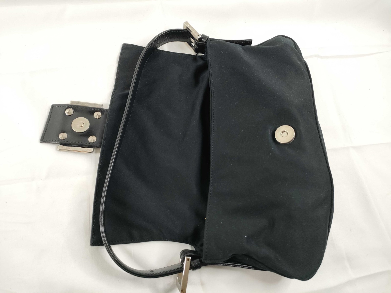 FENDI Mamma Baguette Shoulder Bag Nylon Black Silver thumbnail 4