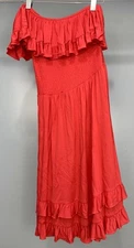 Juicy Couture Off The Shoulder Crochet Ruffle Cherry Pie Red Dress - Medium