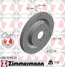 2x Bremsscheibe COAT Z ZIMMERMANN 400.3699.20 f&uuml;r MERCEDES GLS X166 C292 W166 GL