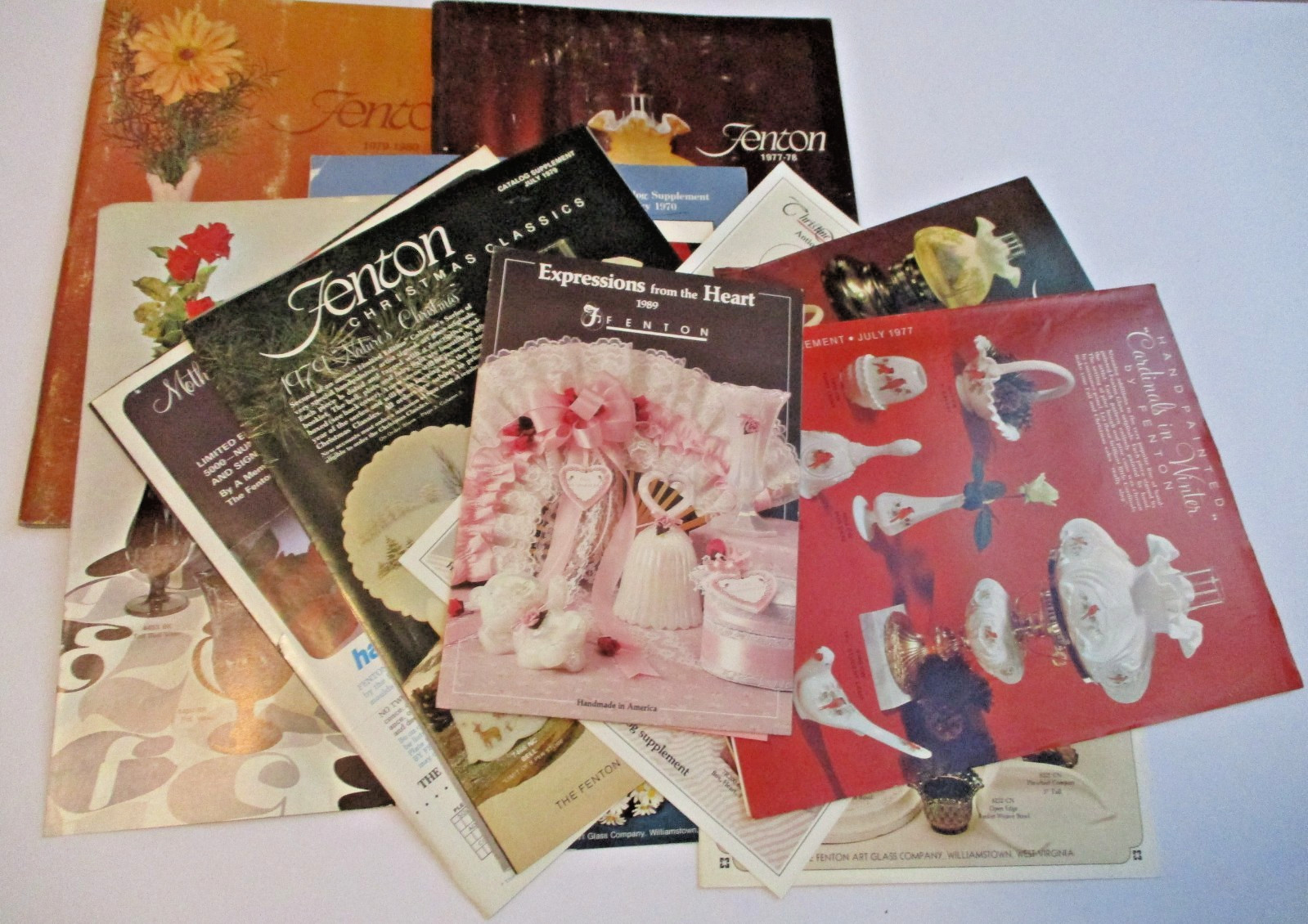 VINTAGE 1970-79 FENTON GLASS CATALOGS & SUPPLEMENTS ~ LARGE MIXED ESTATE LOT ~