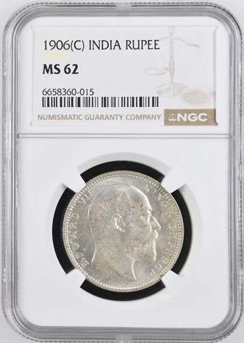 1906 C British India Rupee NGC MS62