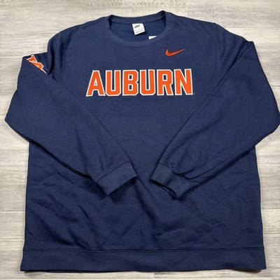 NIKE AUBURN TIGERS MEN S 2XL NAVY BLUE FLEECE LONG SLEEVE CREW SWEATSHIRT NWT