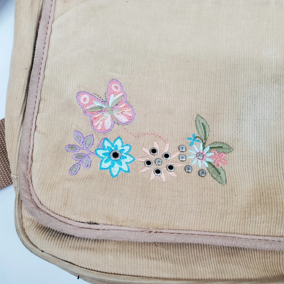 Bolso Bandolera Mensajero Vintage Y2K Mudd Libro Grande Tostado Pana Años 90 Boho 2000 Foto 2 de 4