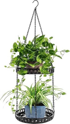 Plant Hanger 2 Tier Hanging Planter Shelf Metal Hanging Indoor Outdoor