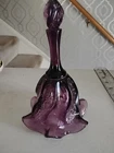 Fenton Glass Bell Amethyst Purple Paisley Swirl Design Vintage