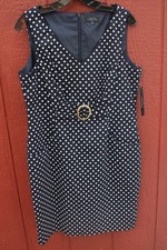 Tahari Arthur Levine lightweight polka dot knee Dress 12P 12 Petite NWT