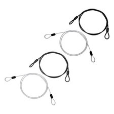 4x Edelstahlseil 5/32" (47") mit Schlaufen f&uuml;r Vinyl, schwarz/klar