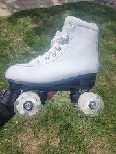 Xudrez White Pattern Vegan Leather Light Up Wheel Roller Skate 6.5 US 37EU
