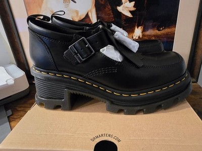 Dr. Martens Women's Corran Leather Mary Jane Heeled Shoes Black
