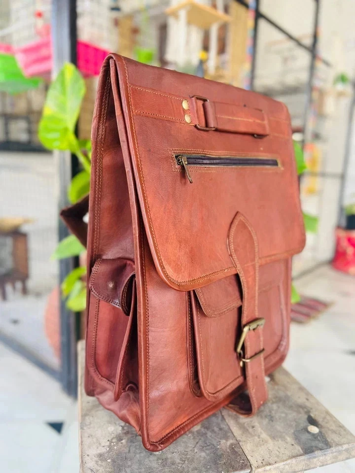Goat Leather Bag Backpack Rucksack Men Genuine Travel Women