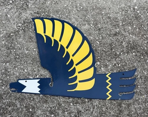 Vintage Richfield Gasoline Eagle 23” Sign Porcelain Enamel Gas Oil Garage