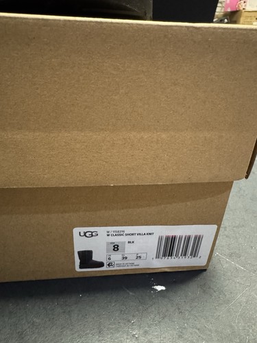 UGG CLASSIC SHORT VILLA KNIT BLACK WOOL ANKLE COZY WOMEN'S BOOTS SIZE US 8 NEW - Picture 6 of 6