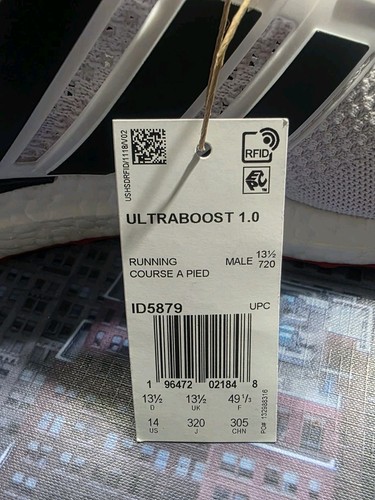 Adidas UltraBoost 1.0 Cloud White/Core Black-Better Scarlet Mens Size 14 ID5879 - Picture 8 of 9